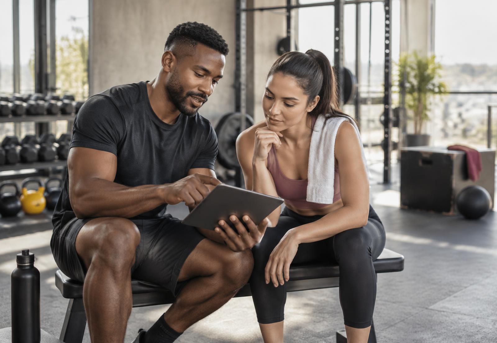 A coach and client reviewing a personalised training plan together